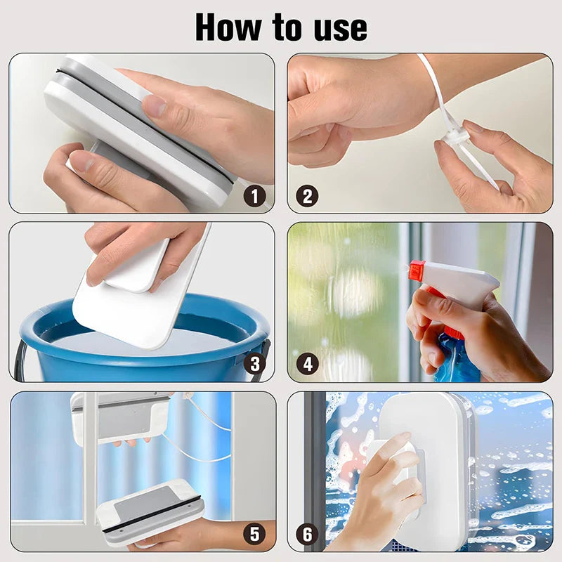 Adjustable Magnetic Window Wiper – High-Rise & Car Glass Cleaner