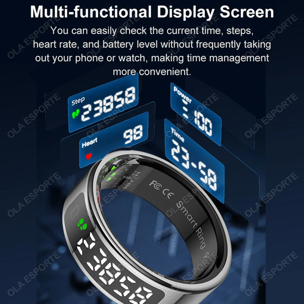 Fashion Smart Ring with Display Screen and Touch, Wireless Charging, Health Manager, IP68 5ATM Waterproof For Men Women 2025 New Peaceful Pleasures Health and Wellness