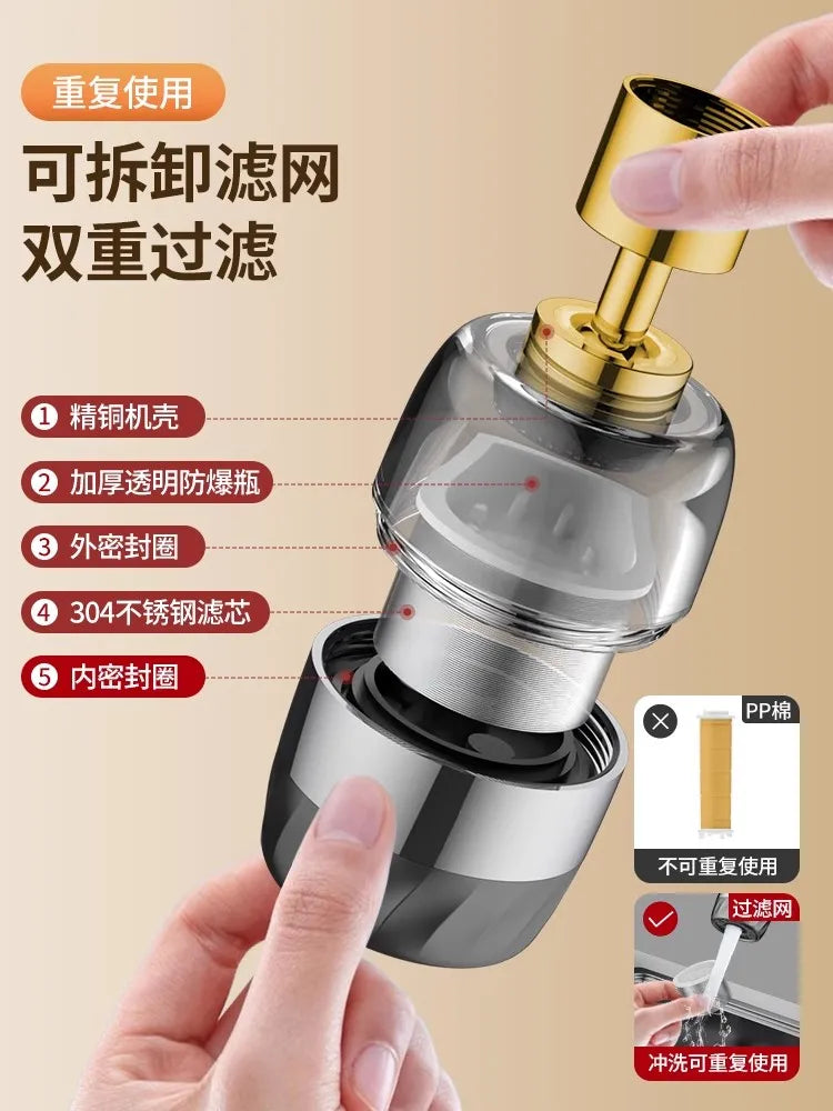 3-Mode Kitchen Faucet Spray Extender | Water-Saving Steel