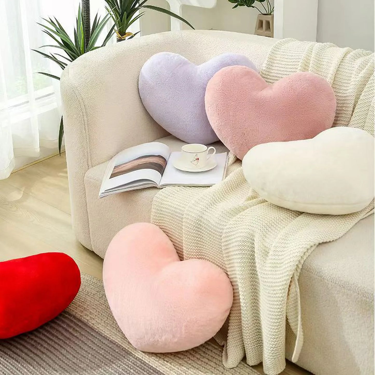 Cute Heart Shaped Pillow Soft Plush Throw Pillows Living Room Decor Valentines Day Wedding Gifts Love Pillow Heart Sofa Cushion Peaceful Pleasures Health and Wellness