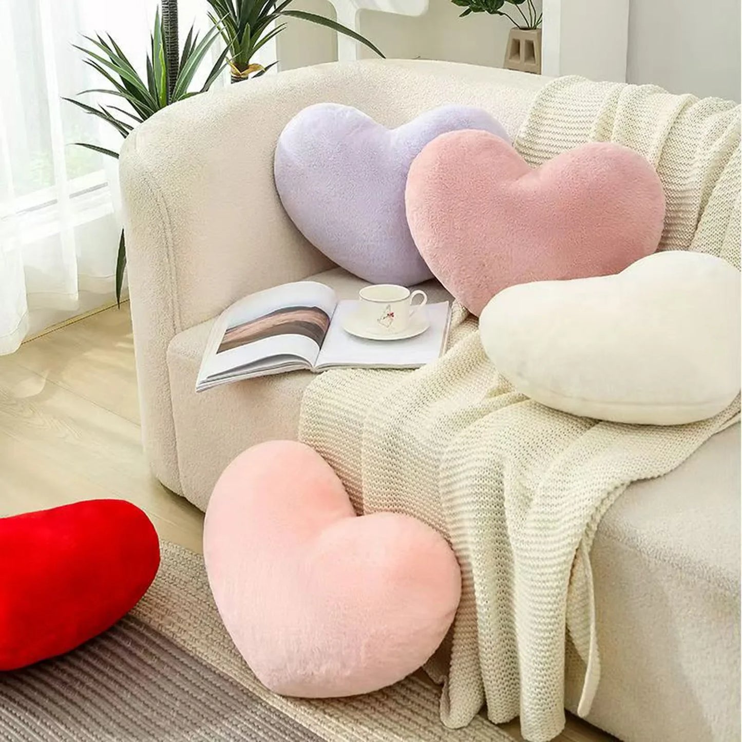 Heart Shaped Plush Throw Pillow – Valentine's Love Cushion Gift