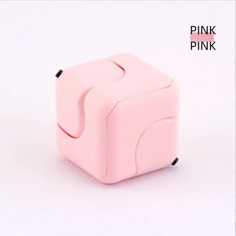 Fidget Spinner Stress Relief Magic Cube Intelligence Finger Toy, Square Wind Dice Block Mini, Educational Handheld Puzzle Game Peaceful Pleasures Health and Wellness Pink