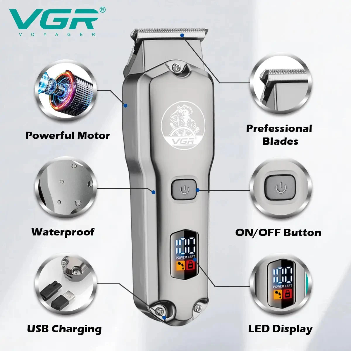VGR 675 Original Cordless Combo Kit Hair Trimmer For Men Electric Washable Beard Hair Clipper Rechargeable Haircut Machine Peaceful Pleasures Health and Wellness