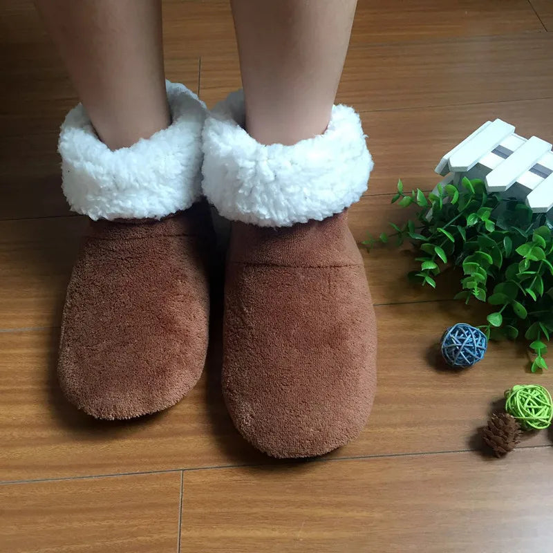 Women's Plush Sock Boots – Warm Furry Indoor Slippers