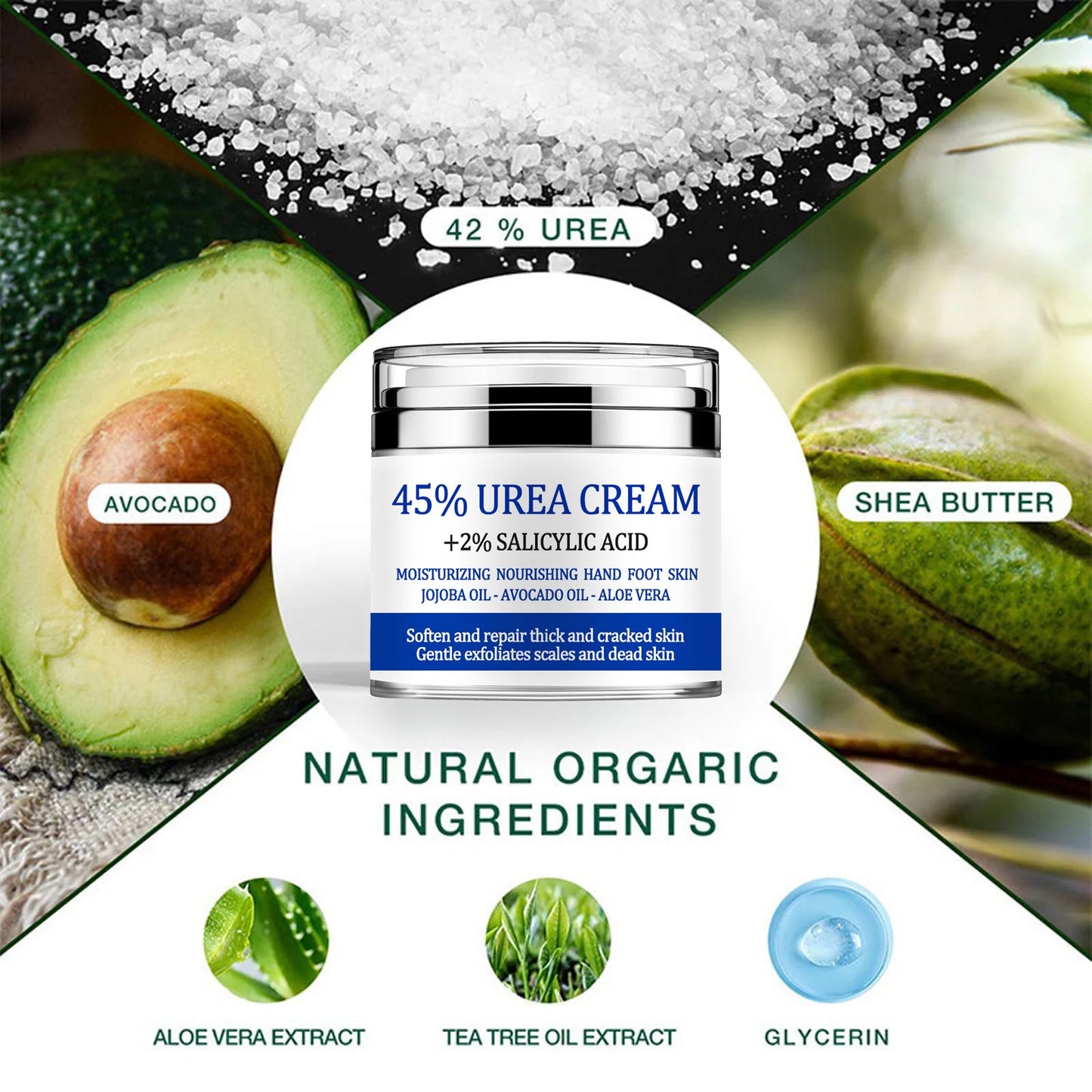 Urea Cream 42%, Foot Cream For Dry Cracked Heels, Urea Cream 42 Percent For Feet, Moisturizing & Exfoliating Foot Cream With 2% Peaceful Pleasures Health and Wellness