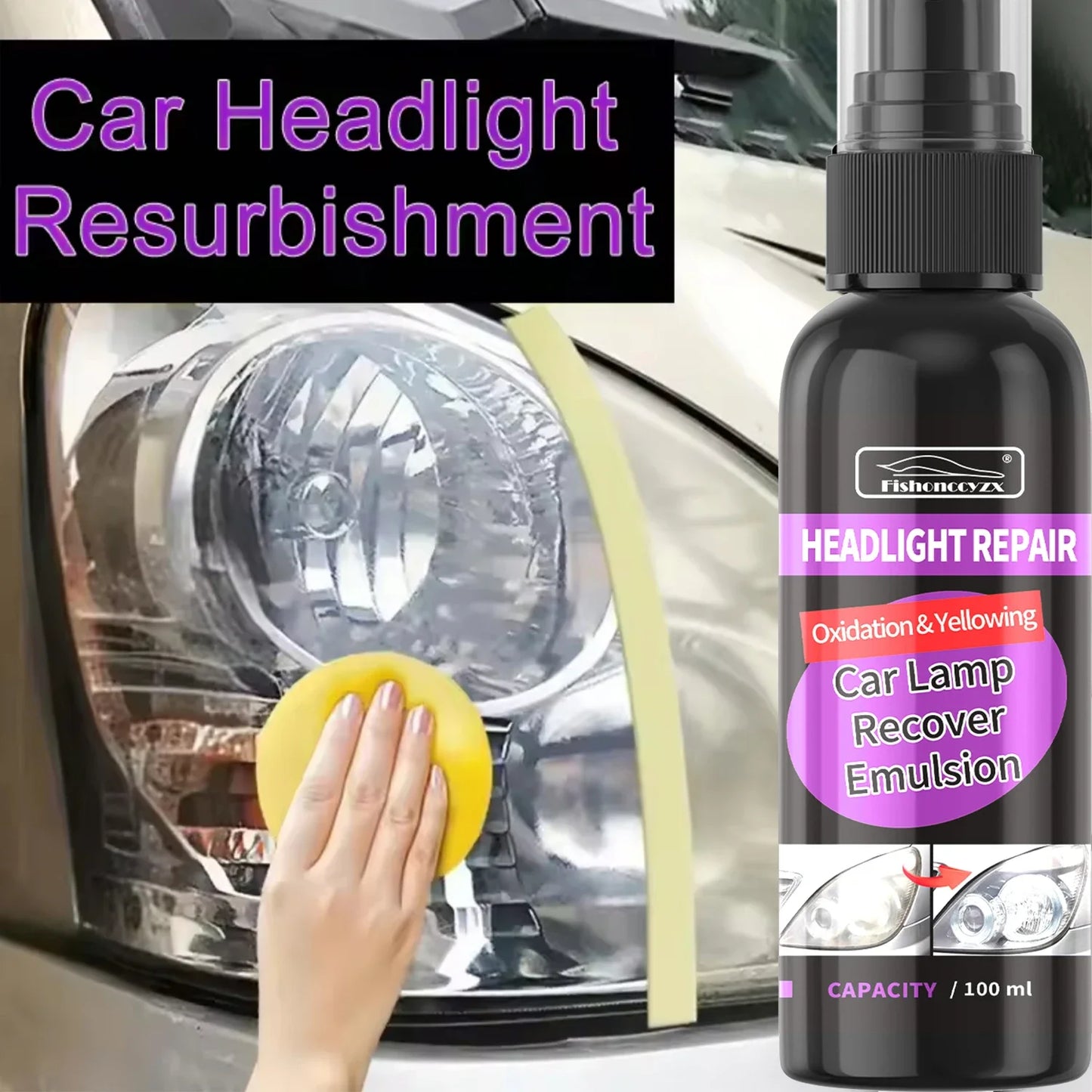 Car Headlight Restoration Polishing Kits Car Light Scratch Remover Repair Cleaning Paste Headlamp Anti Oxidation Polish Liquid Peaceful Pleasures Health and Wellness