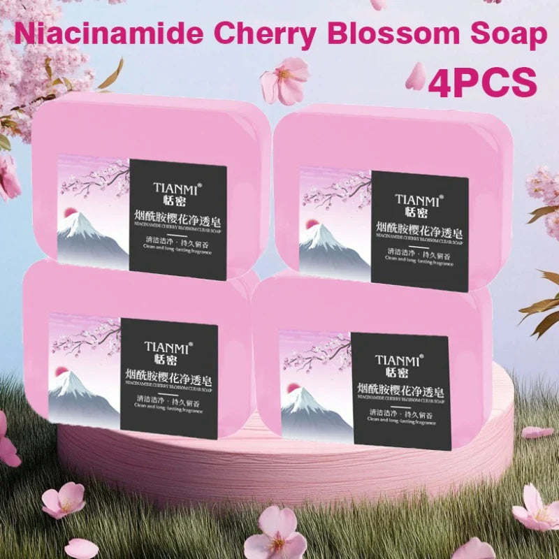 Niacinamide Cherry Blossom Handmade Soap Set – 4 Bars