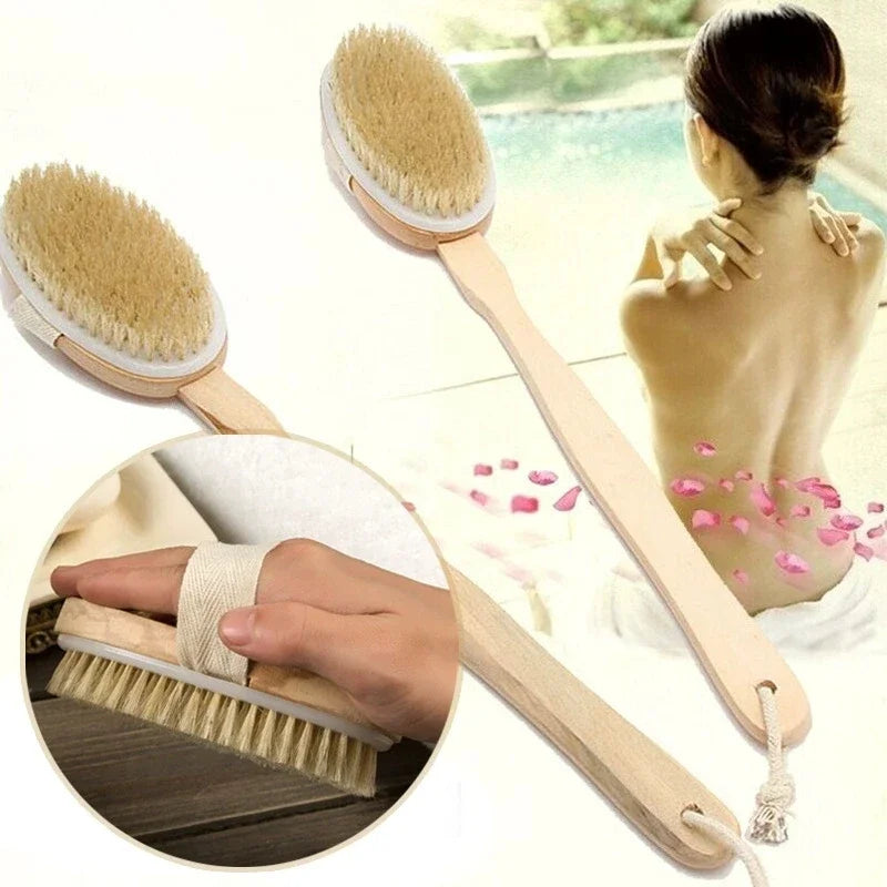 Long Handle Body Dry Brush – Wet & Dry Exfoliating Shower Brush Body Exfoliating Brush Peaceful Pleasures Health and Wellness