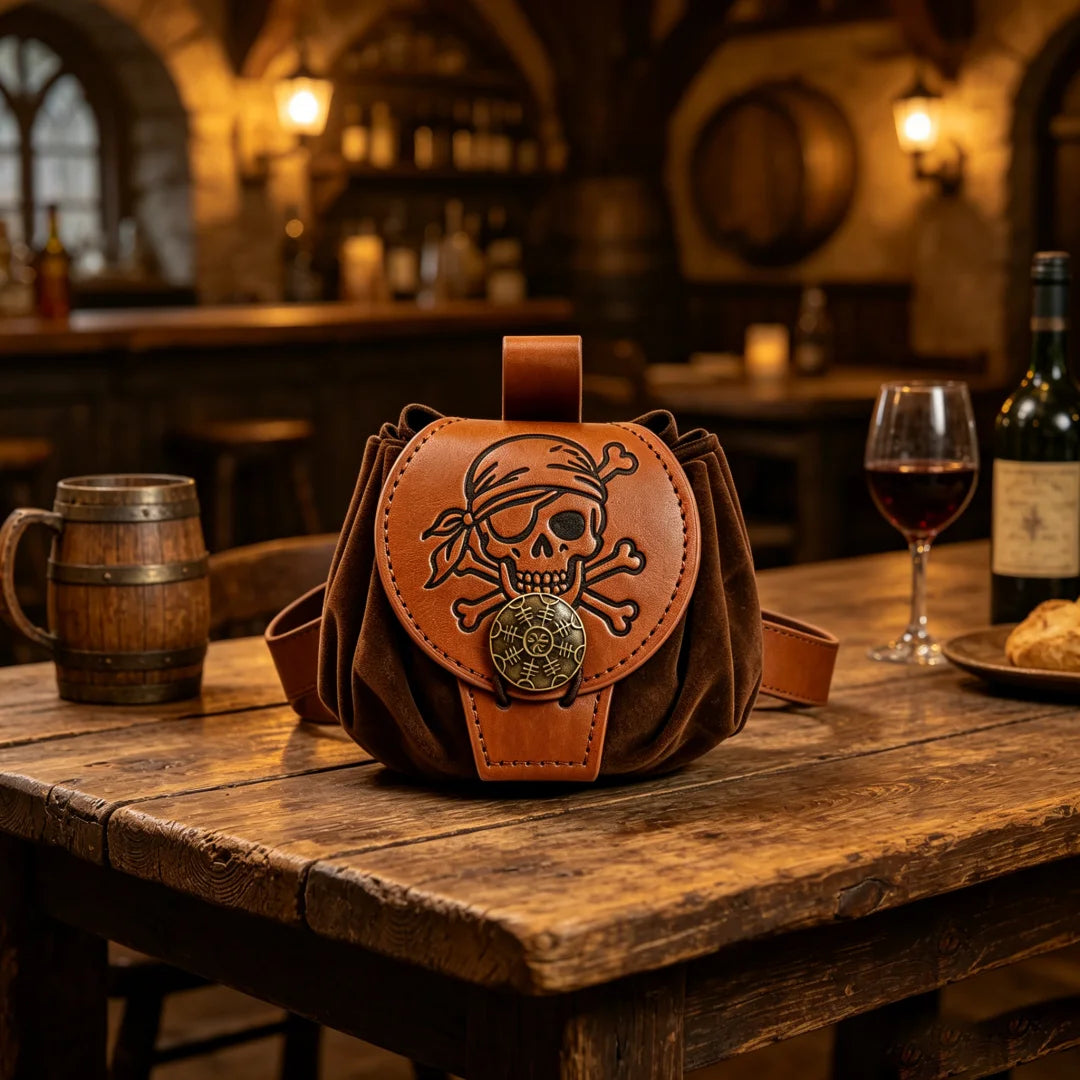 Steampunk Medieval Punk Fanny Packs Men Pu Leather Coin Purse
