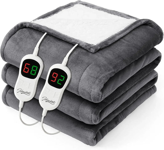 Queen Size Electric Heated Blanket - 84x90 Inch, 10 Heat Levels, Auto Shut Off, Overheat Protection, Ultra Soft Flannel Peaceful Pleasures Health and Wellness United States