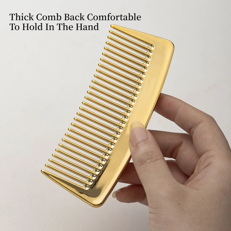 Vintage Electroplated Wide Tooth Comb, Portable Height Fixed Hair Styling Tool, Ideal for Travel, Durable & Easy Grip Design Peaceful Pleasures Health and Wellness
