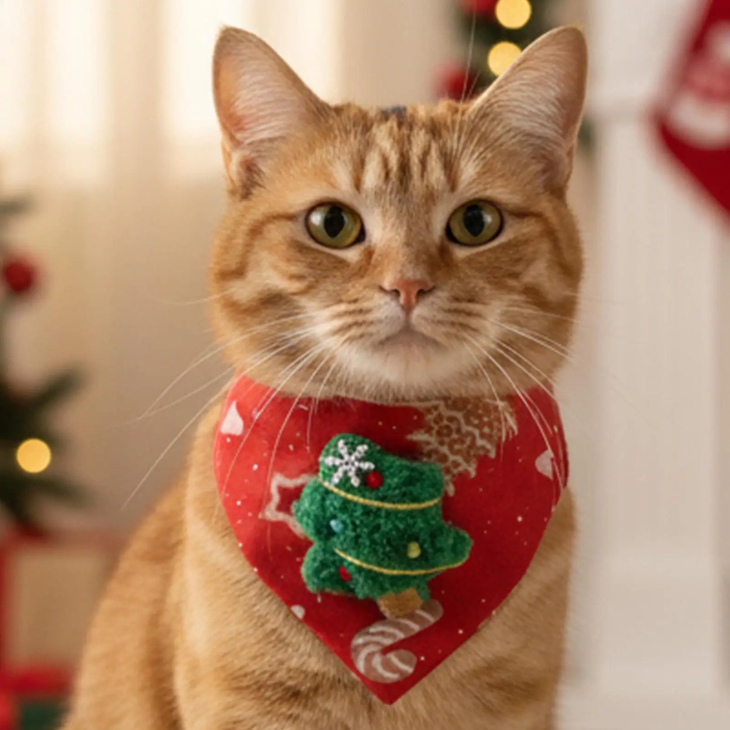 Christmas Bandana For Cat Adjustable Elastic Holiday Pet Costume Christmas Kitten Bandana For Family Gathering Photoshoot Party Peaceful Pleasures Health and Wellness