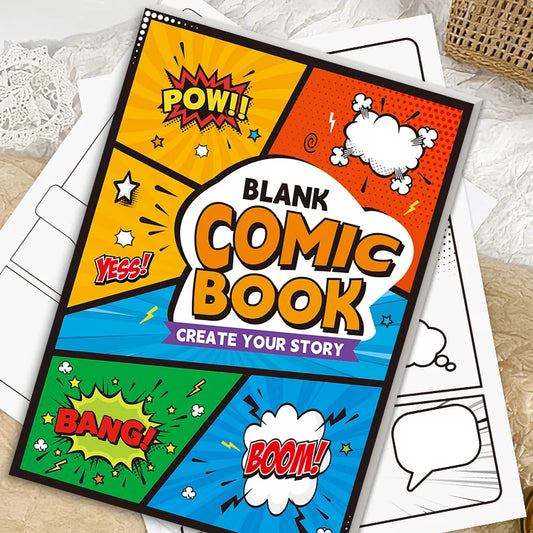Blank Comic Doodle Drawing Book Adult Stress-relief Practice Peaceful Pleasures Health and Wellness 1Pc