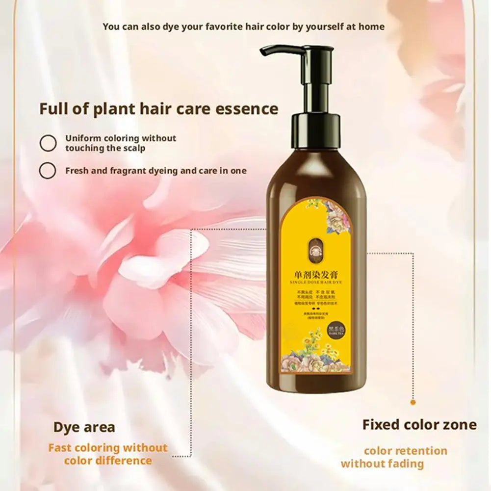 Plant-Based Hair Color Shampoo 210ml – Nourishing Floral Fragrance Hair Dye for Gray Coverage & Vibrant Color Peaceful Pleasures Health and Wellness