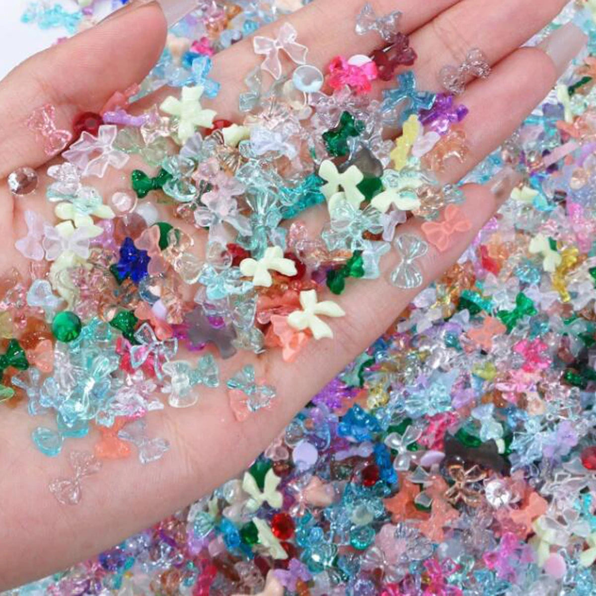 50g 3D Aurora Resin Nail Charms – Bows, Butterflies & Flowers