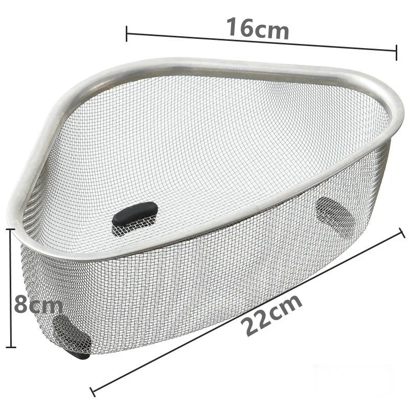 Stainless Steel Triangle Sink Drain Basket & Organizer Rack