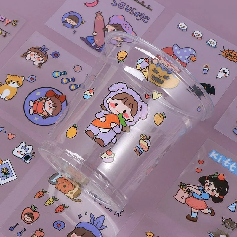 100 PCS Cute Cartoon PET Stickers | Scrapbooking & Journal