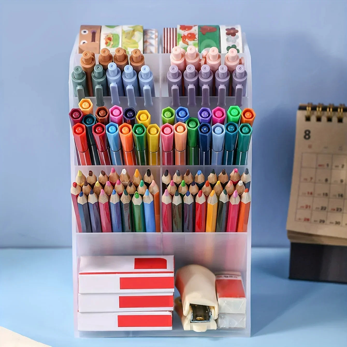 Transparent Desktop Pen Holder & Stationery Organizer