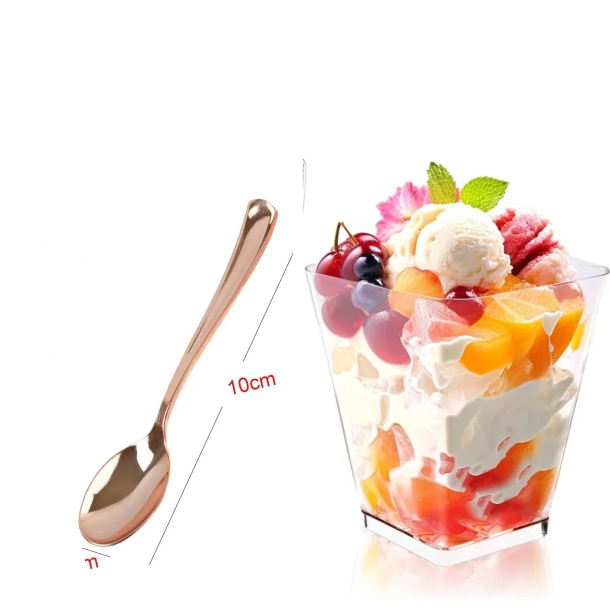 25/50 5oz Dessert Cups with Spoons Clear Plastic Parfait Appetizer Cups Dessert Shooters Party Serving Cups for Pudding Mousse Peaceful Pleasures Health and Wellness Rose Gold 25pcs