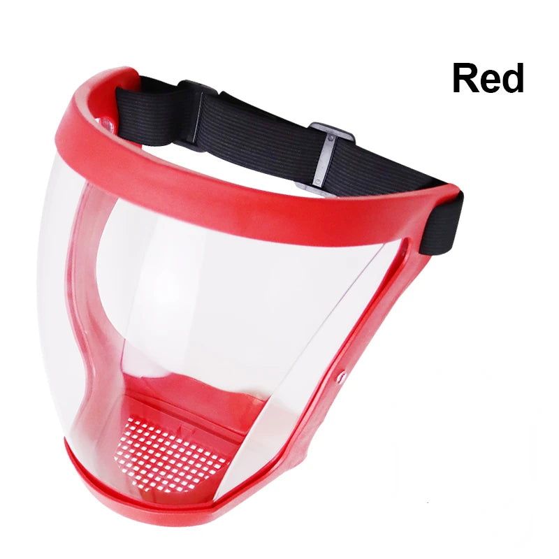 Work Protection Mask Full Face Shield Reusable Home Kitchen Splash Protection Mask Anti-fog Windproof Dustproof Mask With Filter Peaceful Pleasures Health and Wellness Red and white