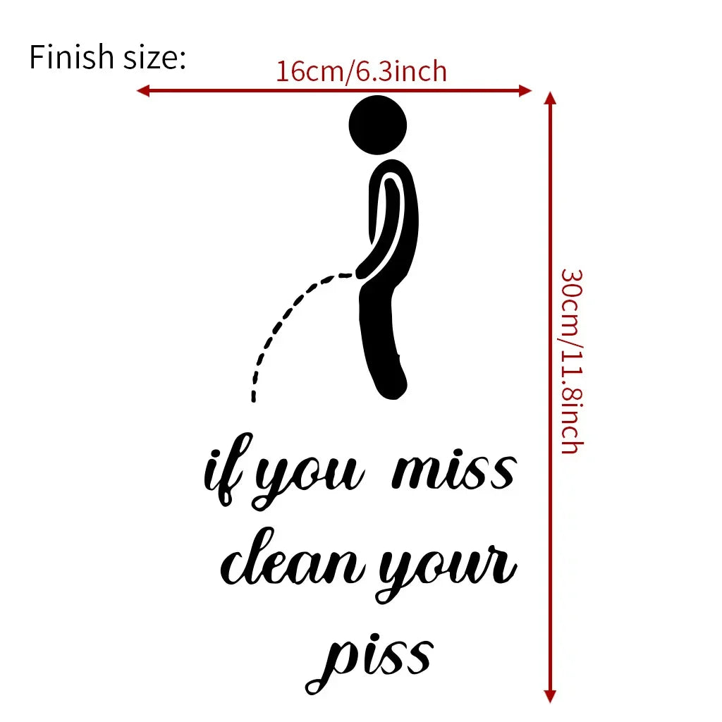 Funny Bathroom Toilet Sign Wall Stickers | Waterproof PVC Decals