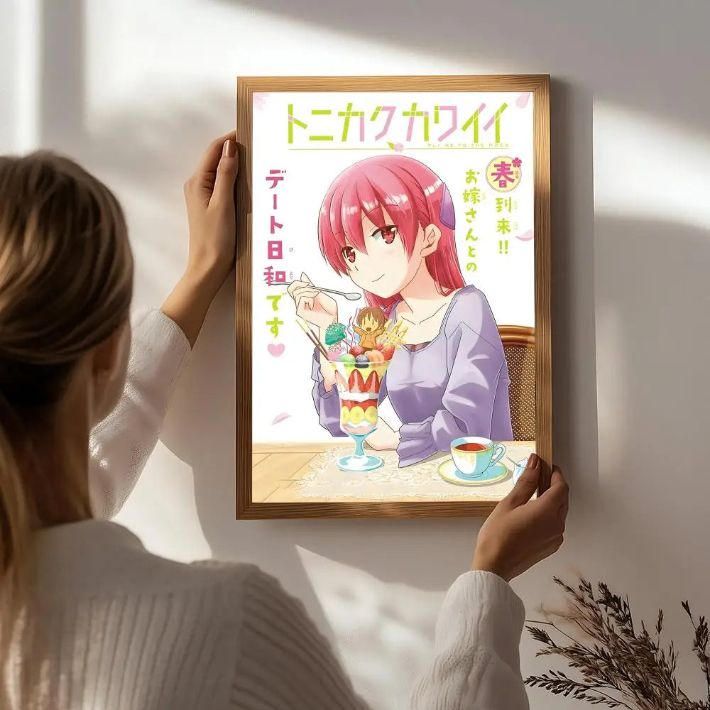 Fly Me to the Moon Anime Poster – HD Self-Adhesive Wall Art Anime Wall Poster Peaceful Pleasures Health and Wellness White6 15X20cmNoframe