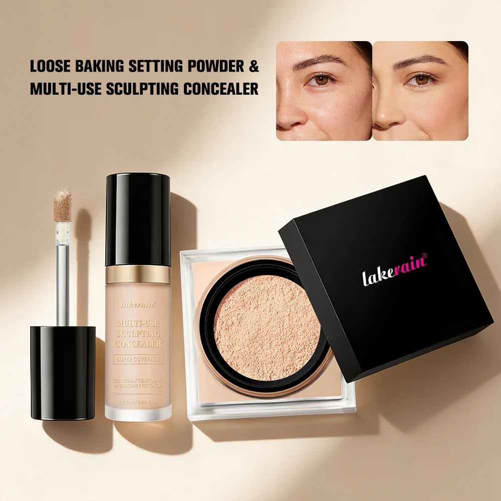 Concealer & Loose Setting Powder Makeup Set – Matte Finish
