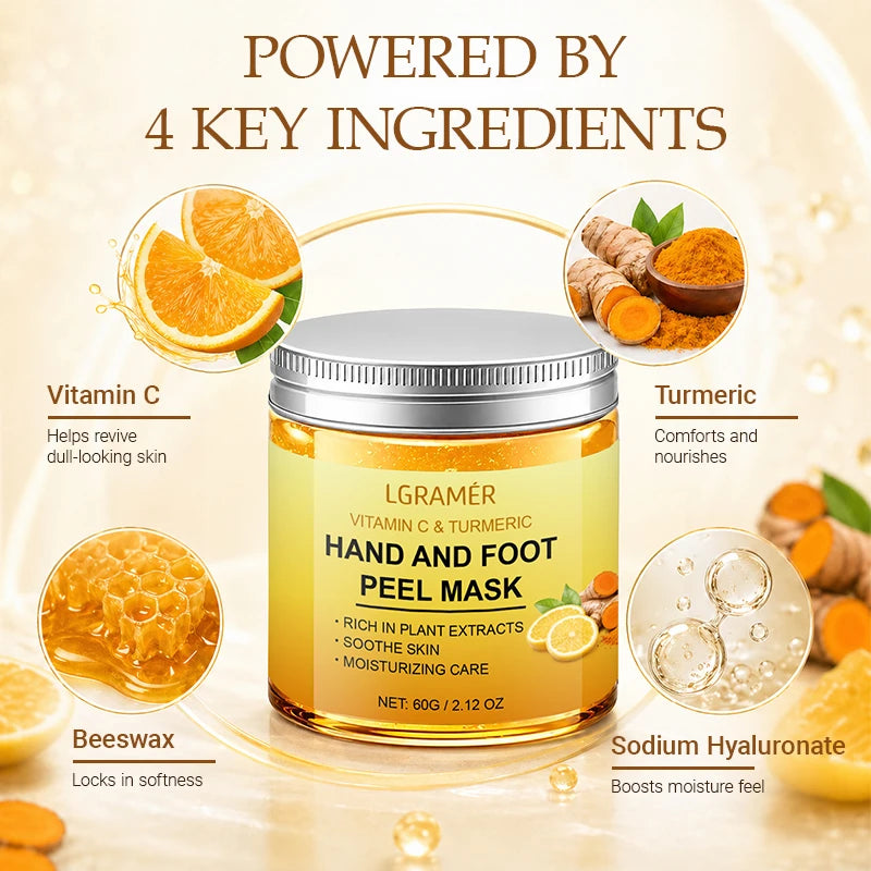 Vitamin c and turmeric hand wax mask for hands and feet, smoothing skin, gently cleansing hand mask, illuminating hand skin new Peaceful Pleasures Health and Wellness