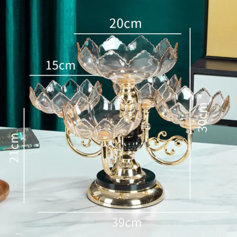 5-Tier Rotating Fruit Tray | European Glass & Iron Stand