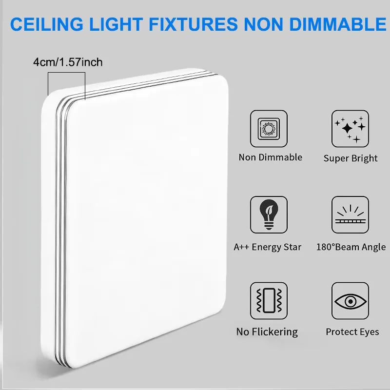 RUNTOIN Modern LED Square Ceiling Panel Light 18W–48W
