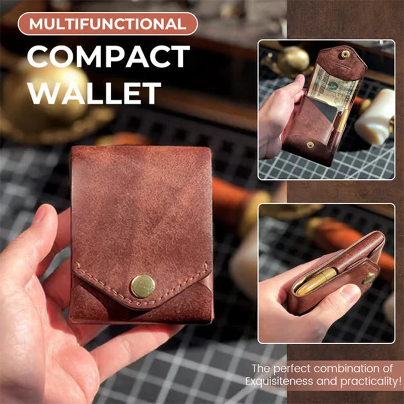 Slim Leather Card Holder Wallet with Pen Slot | Minimalist