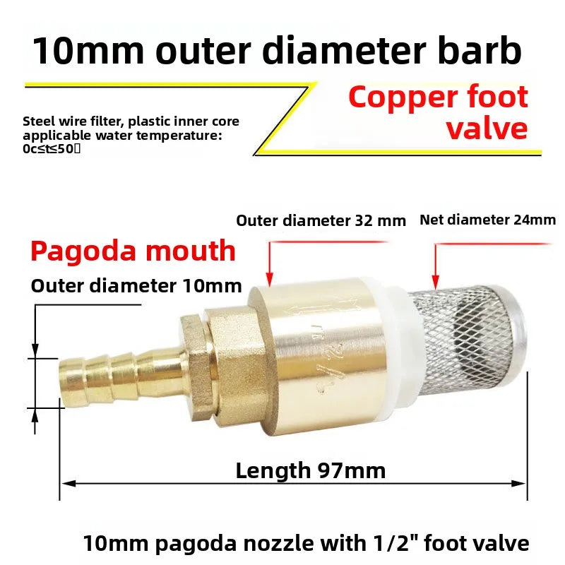 Copper Bottom Valve Filter Screen Anti-Backflow Check Valve