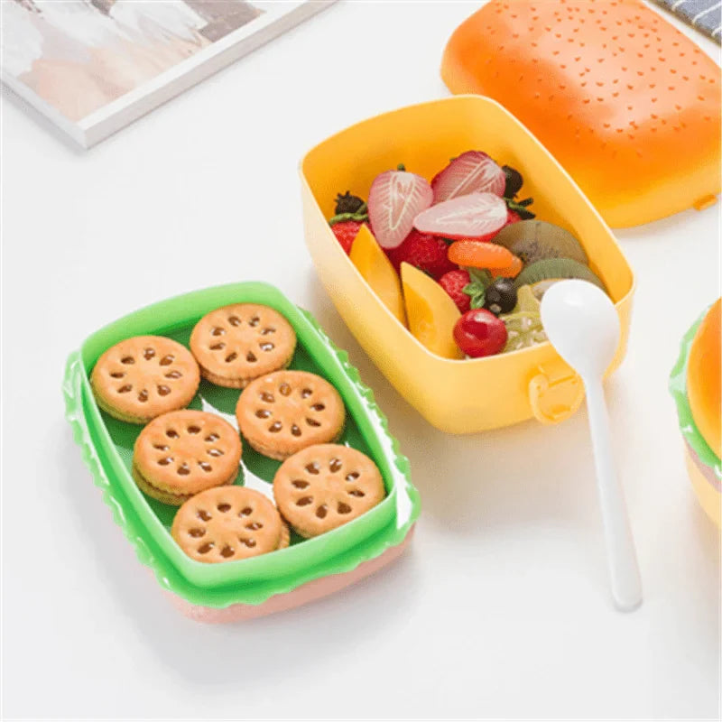 Hamburger Bento Lunch Box – Double Tier Microwave Container