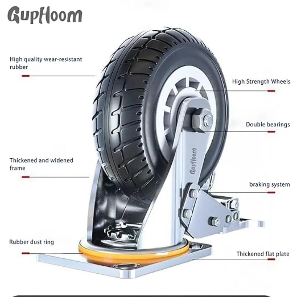 3/4/5 Inch Silent Swivel Rubber Caster Wheel – Heavy Duty