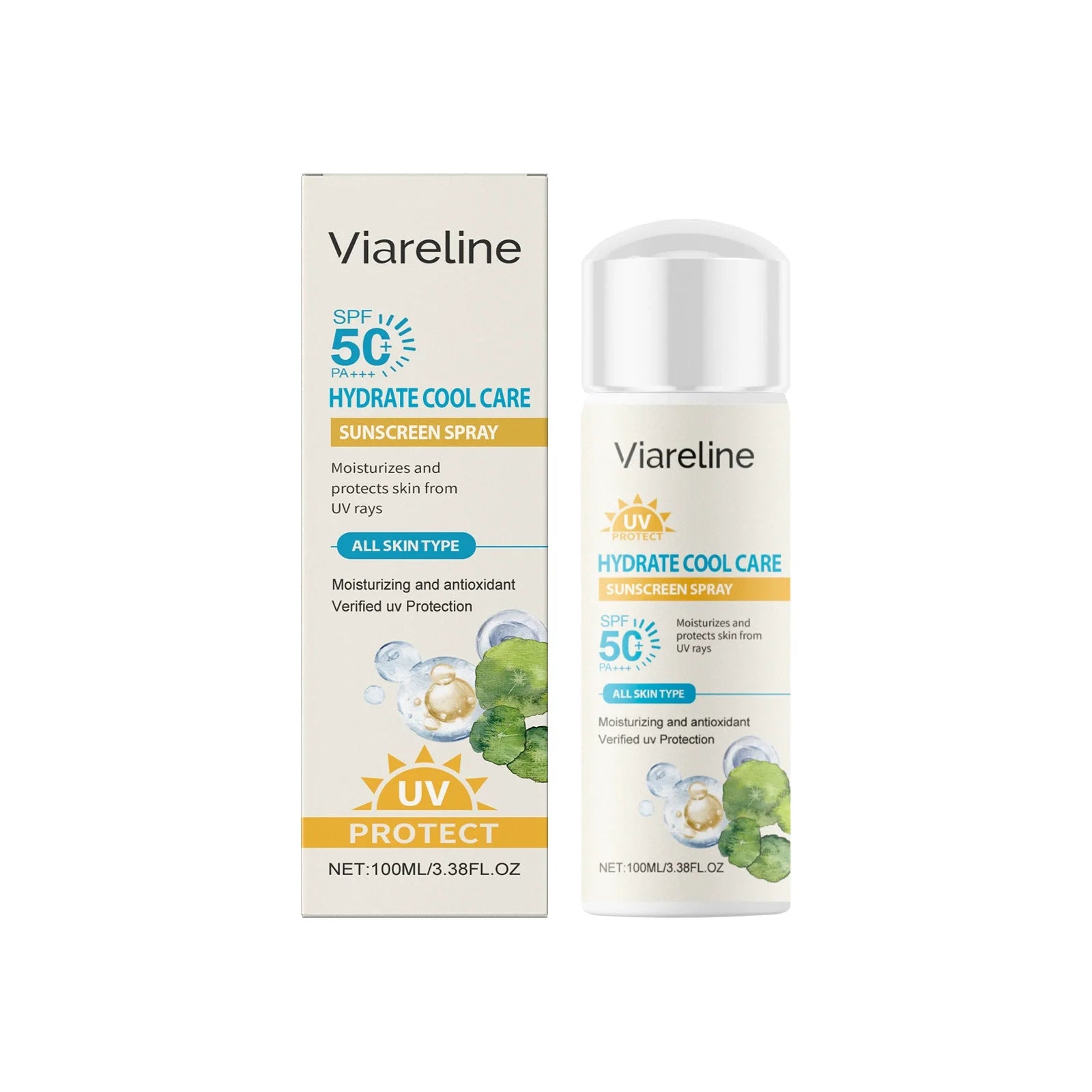 Sun Protection Spray Broad Spectrum SPF 50 UVA UVB Protection Sunburn Prevention Waterproof Lightweight Lasting Sunscreen Mist Peaceful Pleasures Health and Wellness 100ml Boxed