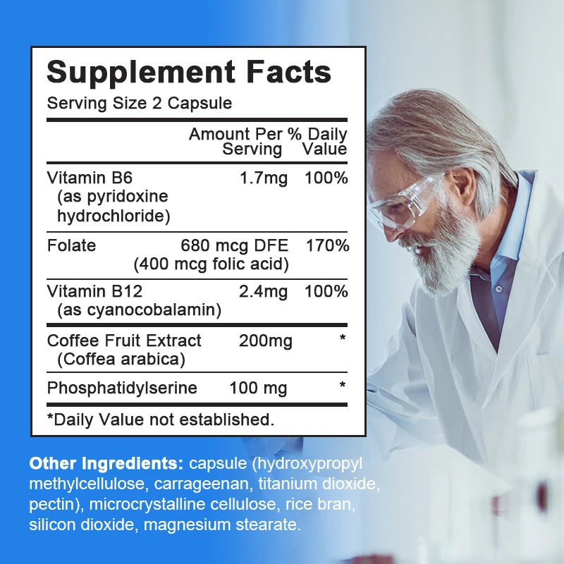 Phosphatidylserine 100mg Capsules – Memory & Focus Brain Support Nootropic Supplement Peaceful Pleasures Health and Wellness