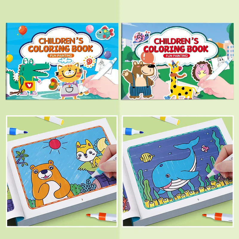 Children's Coloring Book Graffiti Cartoon Animal Drawing Fun Suitable