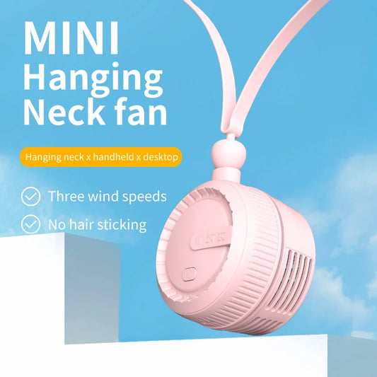 Portable Mini Neck Fan Rechargeable Adjustable Lanyard and Bracket Free Your Hands Outdoor Small Hanging Neck Fan For Children Peaceful Pleasures Health and Wellness