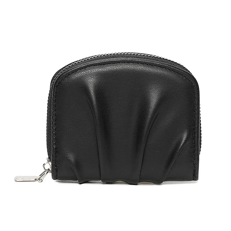 Mini Ruched Coin Purse – Compact PU Zipper Wallet