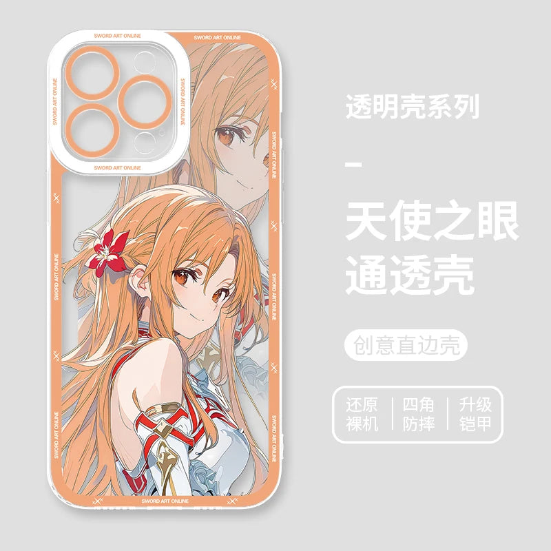 Japanese Anime Sword Art Online Phone Case for Iphone 17 16 15 14 13 12 11 Pro Max Plus Mini Air Asuna Kirito Phone Cover Peaceful Pleasures Health and Wellness