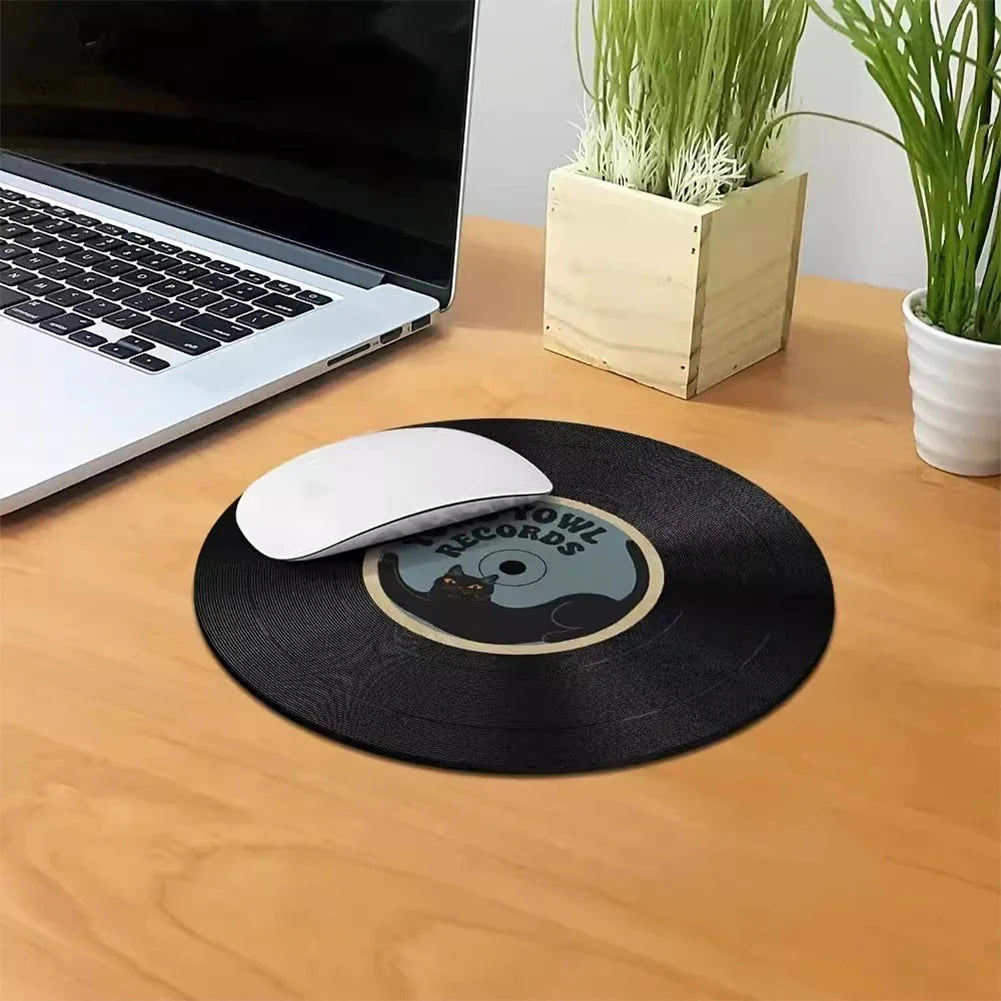 Vinyl Record Round Mouse Pad – Non-Slip Diatom Mud Desk Mat