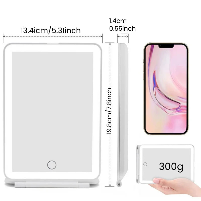 Rechargeable travel makeup mirror, portable lighted beauty mirror, 3 color lighting, dimmable touch screen, makeup vanity mirror Peaceful Pleasures Health and Wellness