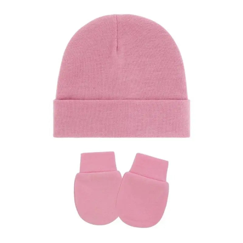 Cotton Newborn Baby Hat & Mittens Set – Soft Knit, 0–12 Mo