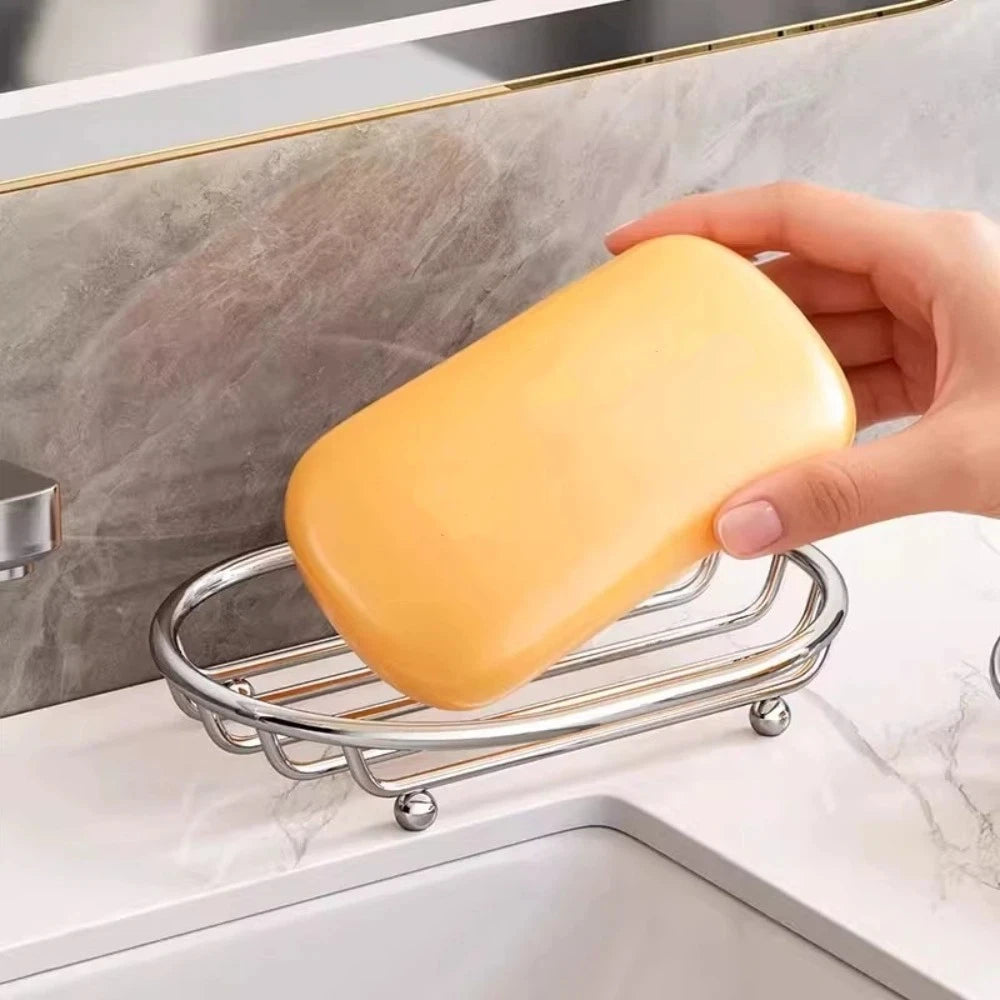 New Self Draining Stainless Steel Soap Rack Multifunctional Minimalist Style Draining Soap Dish Bathroom Storage Rack Home Decor Peaceful Pleasures Health and Wellness