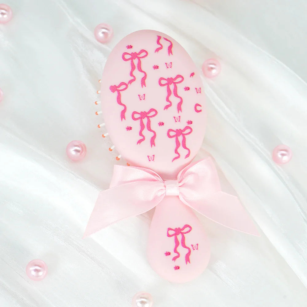 Coquette Pink Paddle Hair Brush – Bow & Butterfly Print