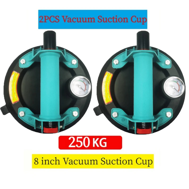 8 Inch 250KG Air Pump Vacuum Suction Cups Powerful Heavy-Duty Strong Hand Pump Sucker Lifted Magnets Handling Tools Peaceful Pleasures Health and Wellness 2PCs 2
