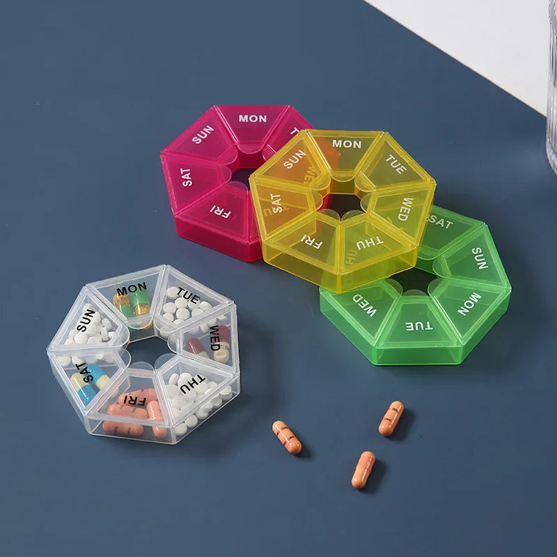 Portable Pill Box 7 Day 7 Compartments Food Grade PP Plastic Medicine Organizer Travel Pill Case Peaceful Pleasures Health and Wellness