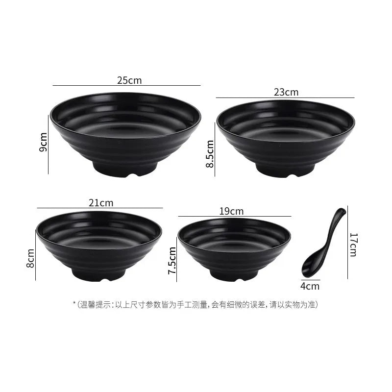 Thickened Plastic Ramen Bowl Anti-Slip Salad Bowl Solid Color Perfect for Kitchen Restaurant Lamian Noodles Bowl Peaceful Pleasures Health and Wellness