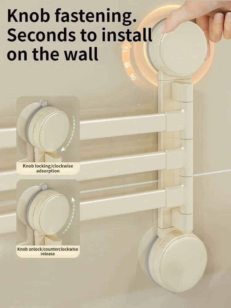 No-Drill Rotating Double Towel Rack | Suction Cup Wall Mount