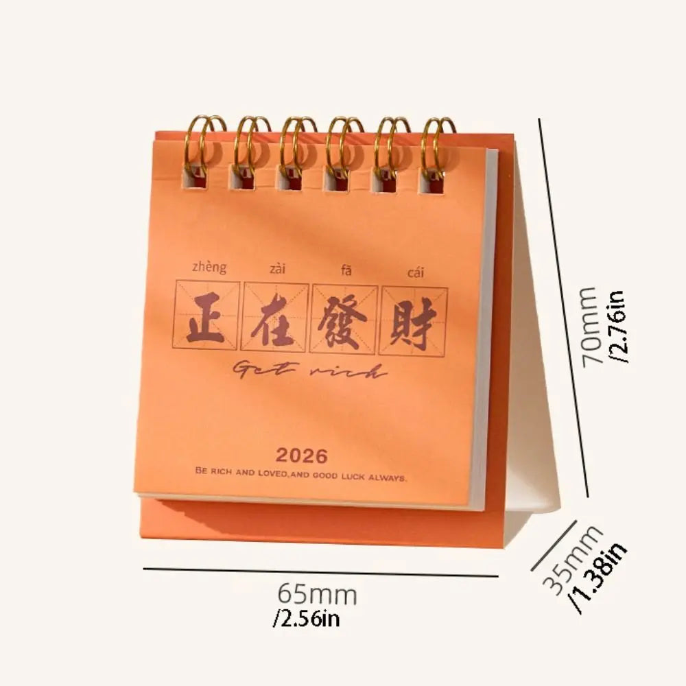 Month Date Display 2026 Mini Desk Calendar Solid Color Coil Binding Monthly Planner Simple Date Planner Horse Year Calendar Peaceful Pleasures Health and Wellness